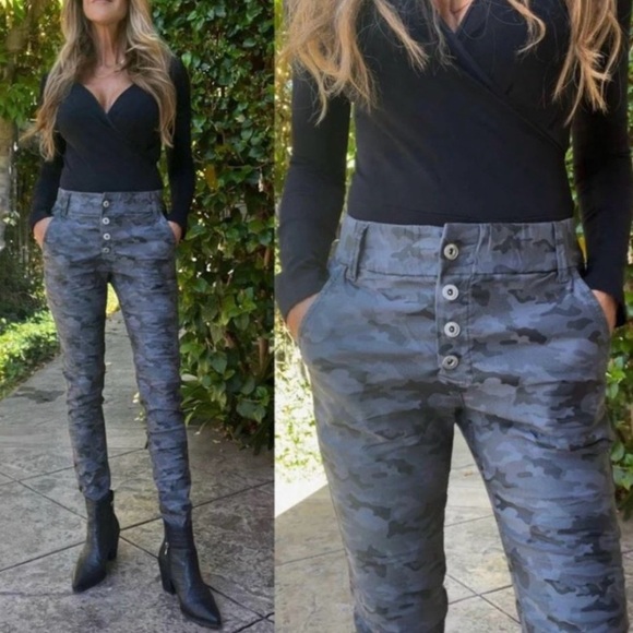 Bevy Flog Commando Button Fly Pant Stretch Cotton Black Camo Size 26 - Picture 2 of 16